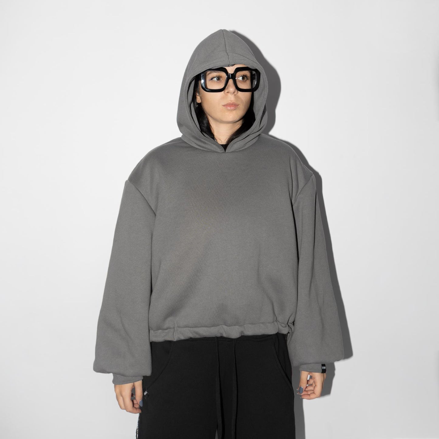 GREY DOUBLE LAYERING HOODIE