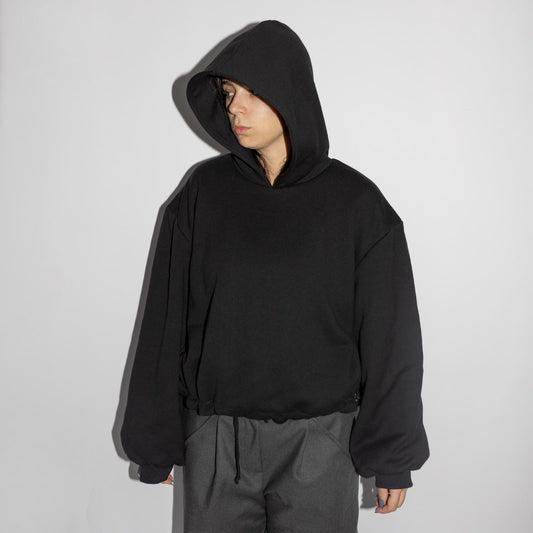 BLACK DOUBLE LAYERING HOODIE