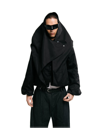 HOOD TWILL JACKET IN BLACK