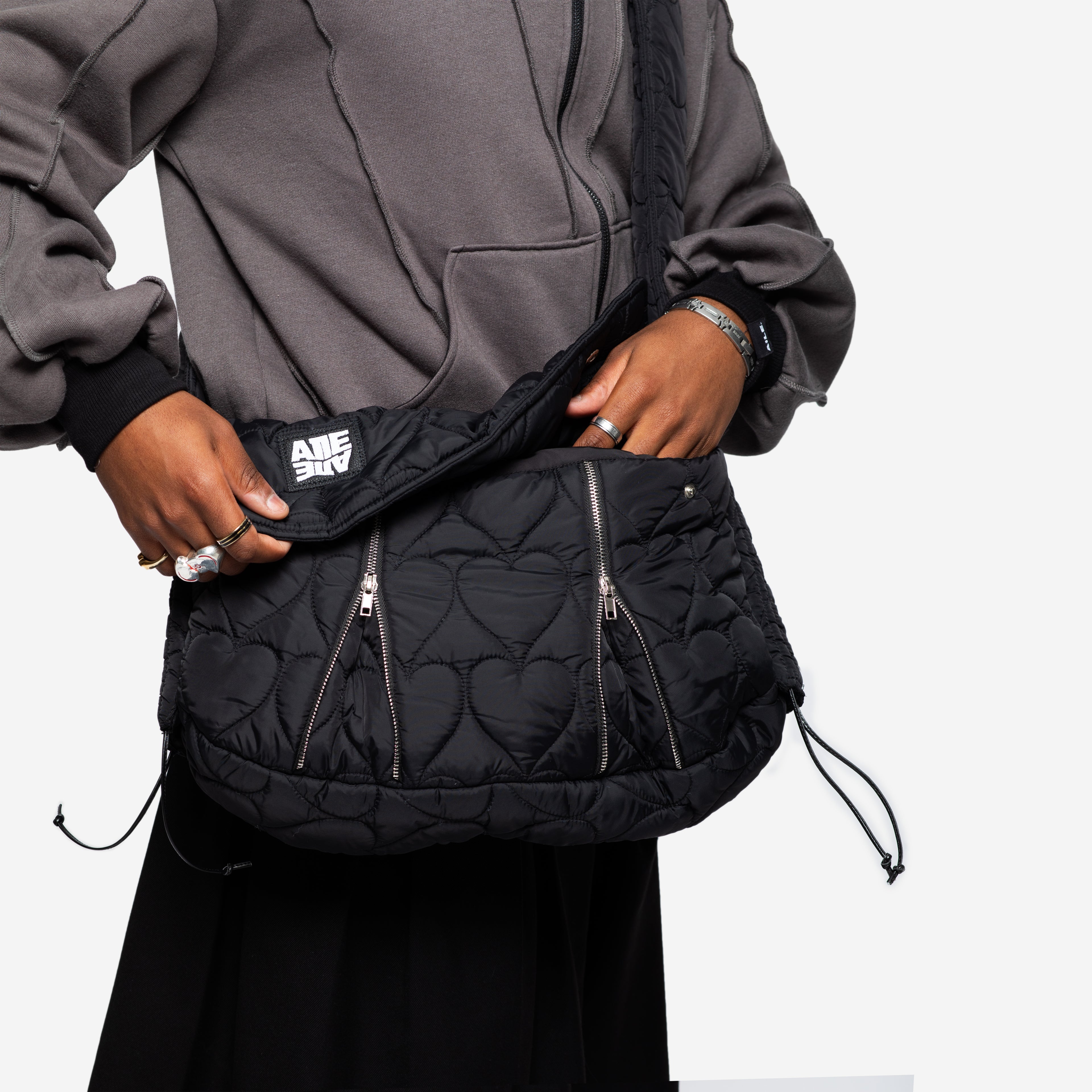 CROSSBODY HEARTS PUFFY NYLON BAG BIG