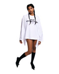 Long sleeve T-shirt with traditional kimono sleeve. Detailed with an AILE COUTURE SCHOOL stamp logo.