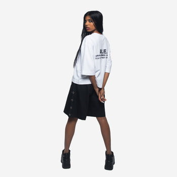 OVERSIZE CROPPED GRAPHIC T-SHIRT IN WHITE