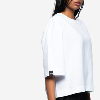 OVERSIZE CROPPED GRAPHIC T-SHIRT IN WHITE