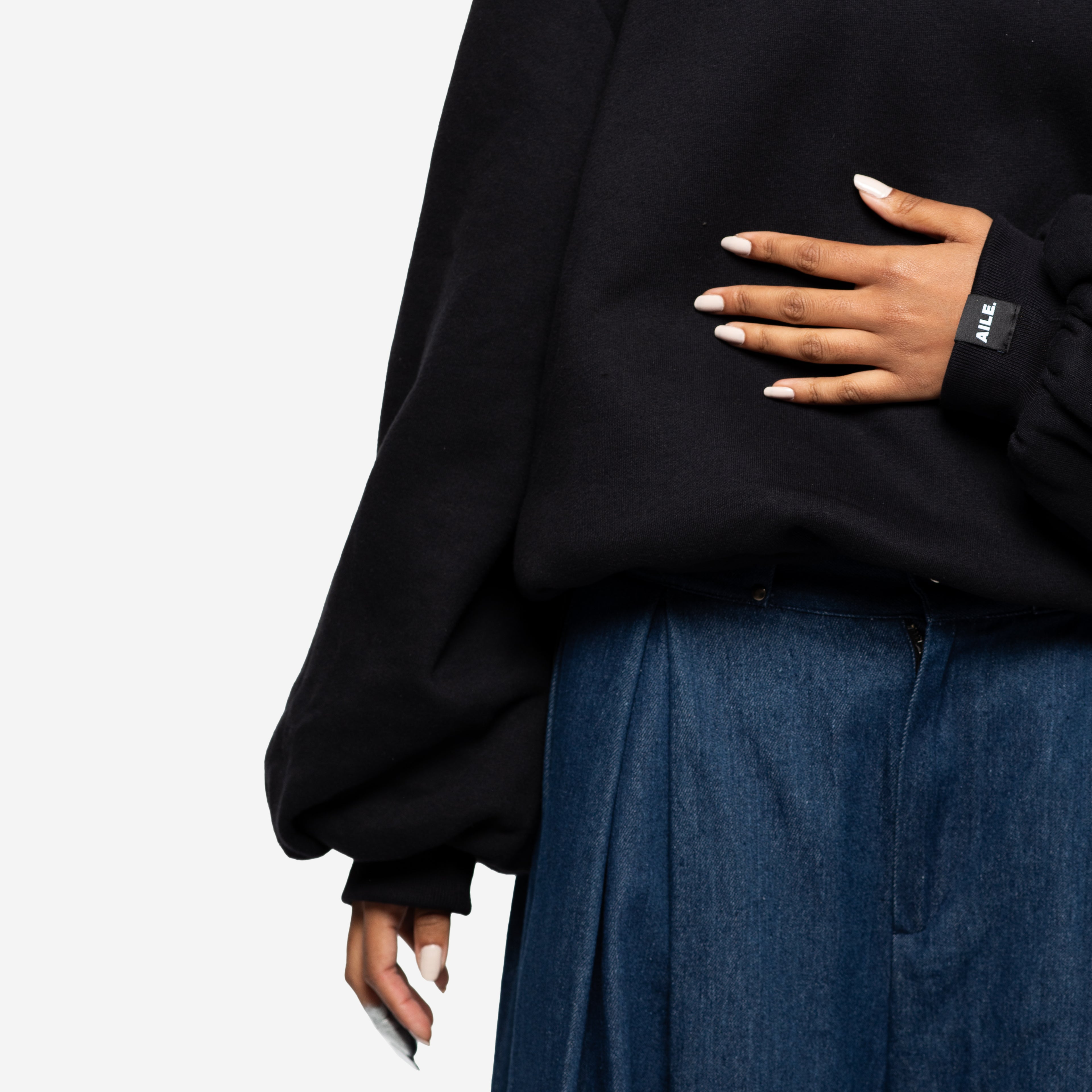 BLACK DOUBLE LAYERING HOODIE