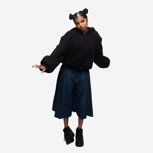 BLACK DOUBLE LAYERING HOODIE