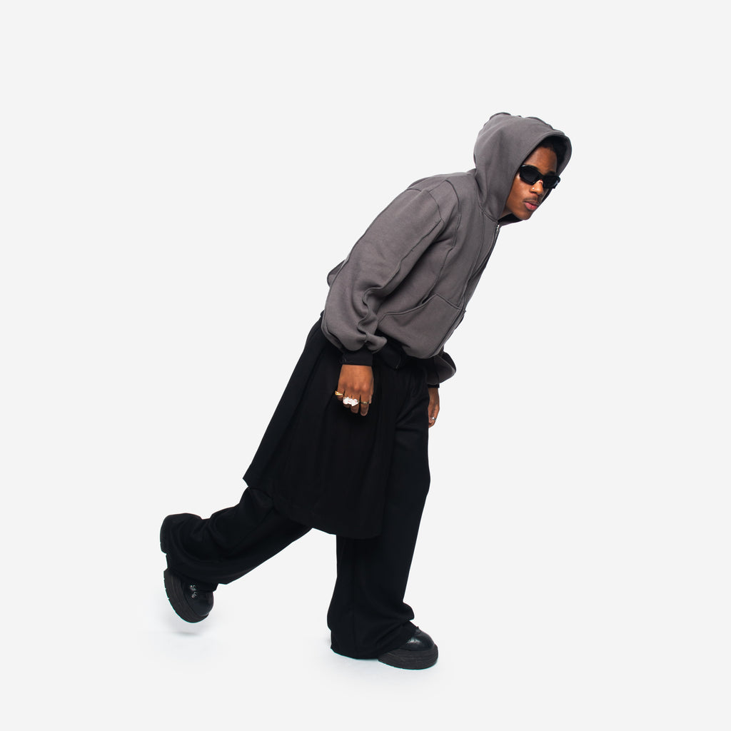 ZIPPER HOODIE IN GREY