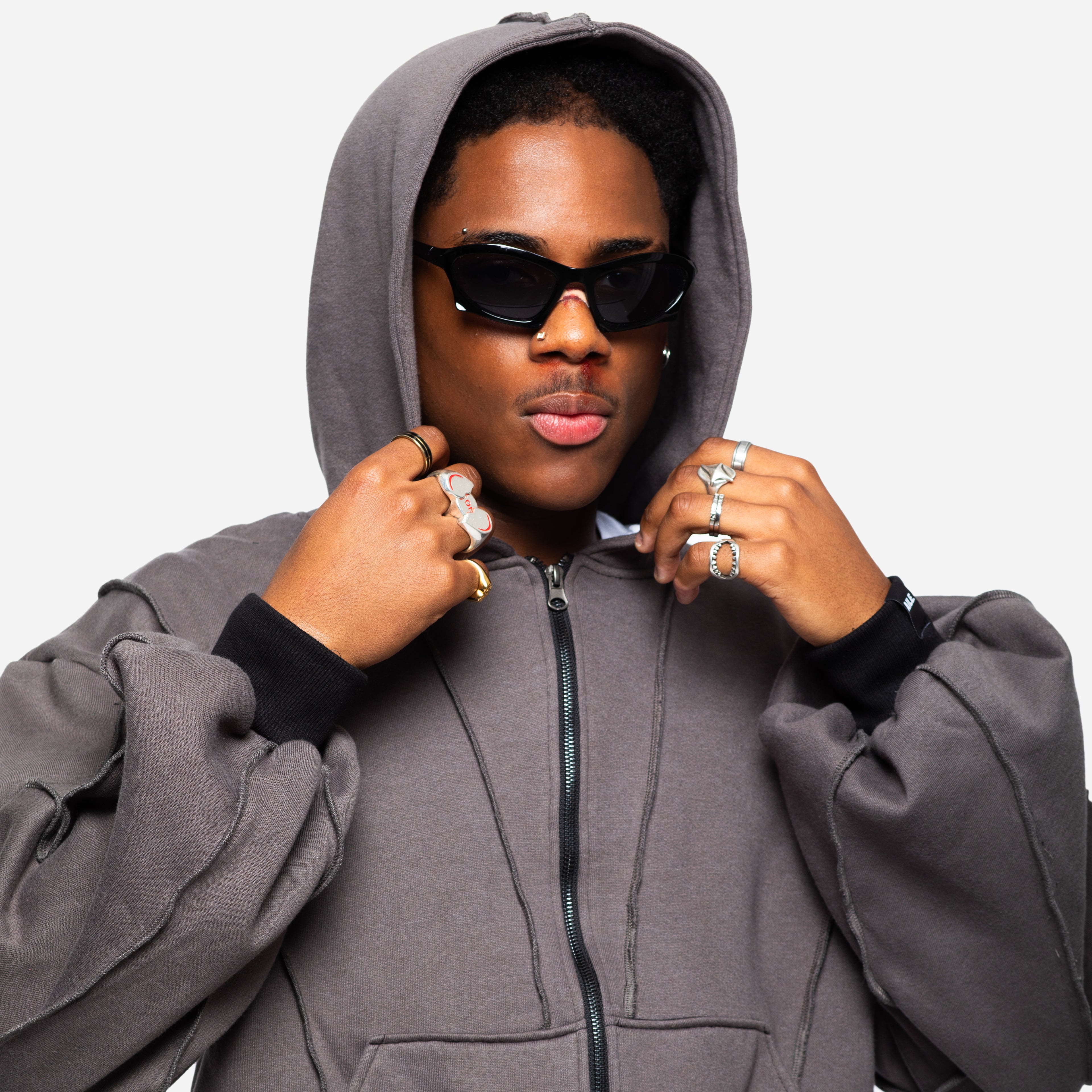 ZIPPER HOODIE IN GREY