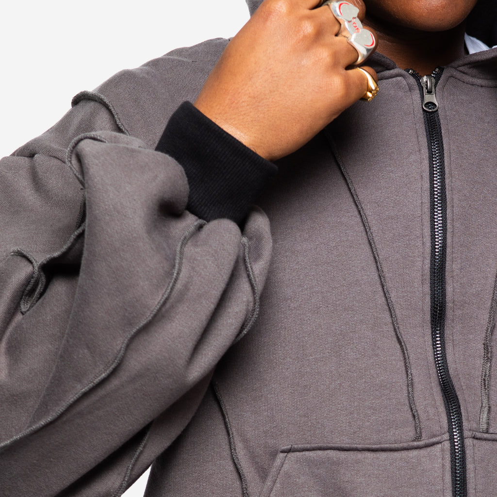 ZIPPER HOODIE IN GREY