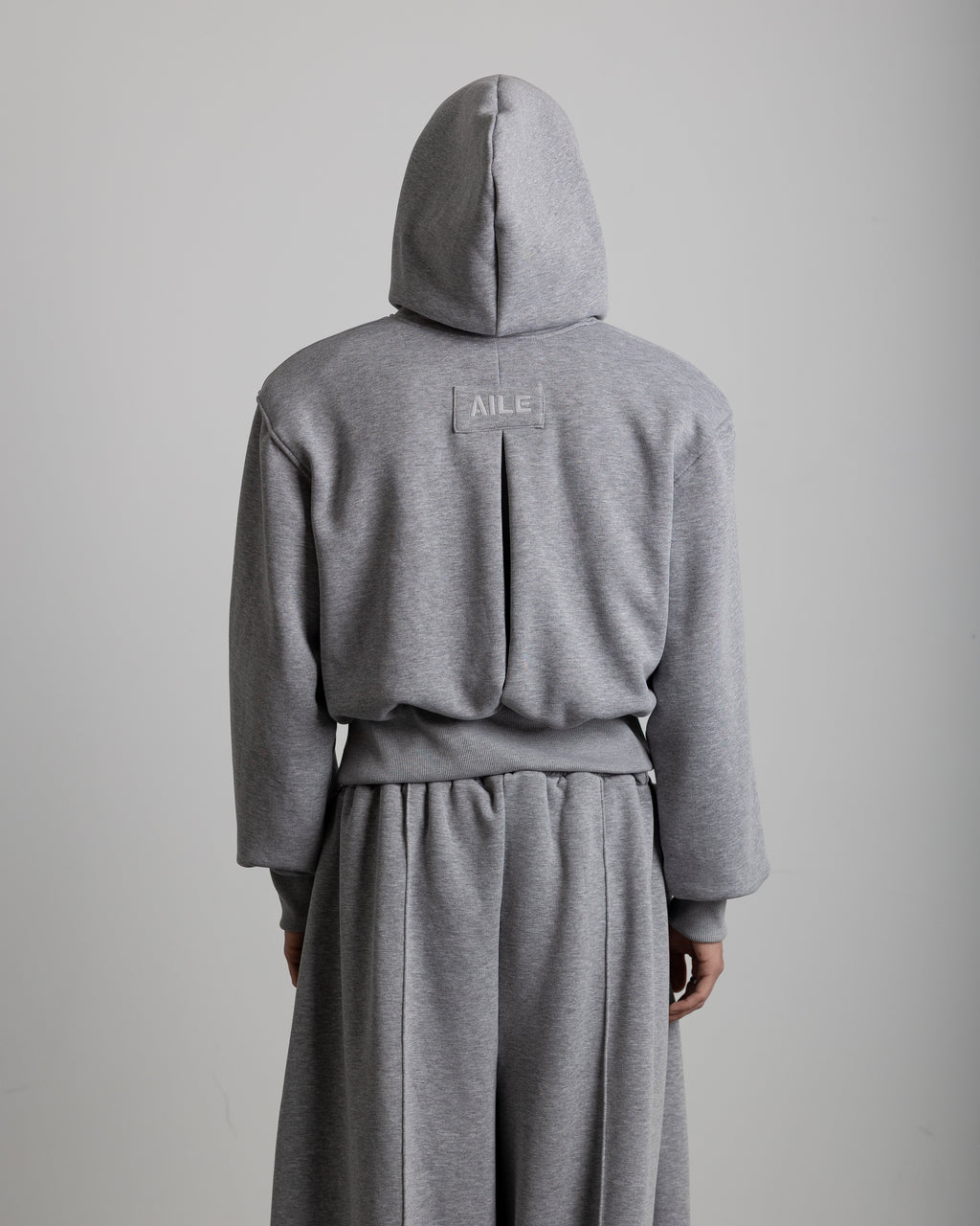 GREY PLEATED BACK HOODIE